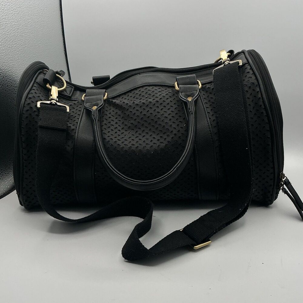 Black Pet Carrier Duffel Bag - Stylish Travel Carrier for Small Dogs